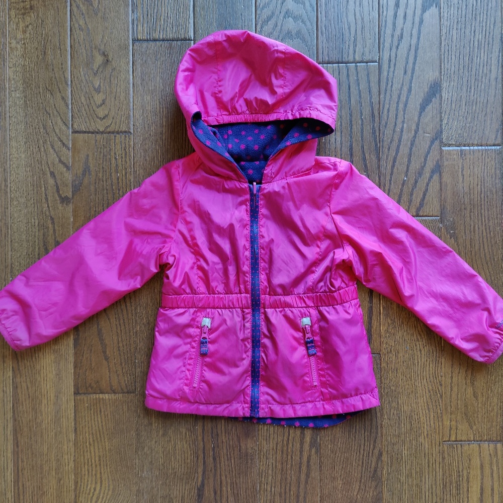 London Fog Girls Reversible Lightweight Coat - Pink and Navy, Size 4